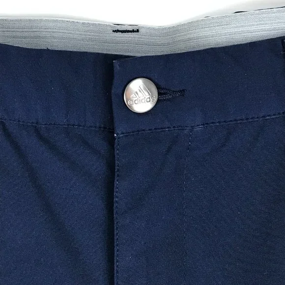 Adidas Flat Front Chino Shorts Men's Size 30 Navy Blue Polyester Blend Pockets - Picture 4 of 11